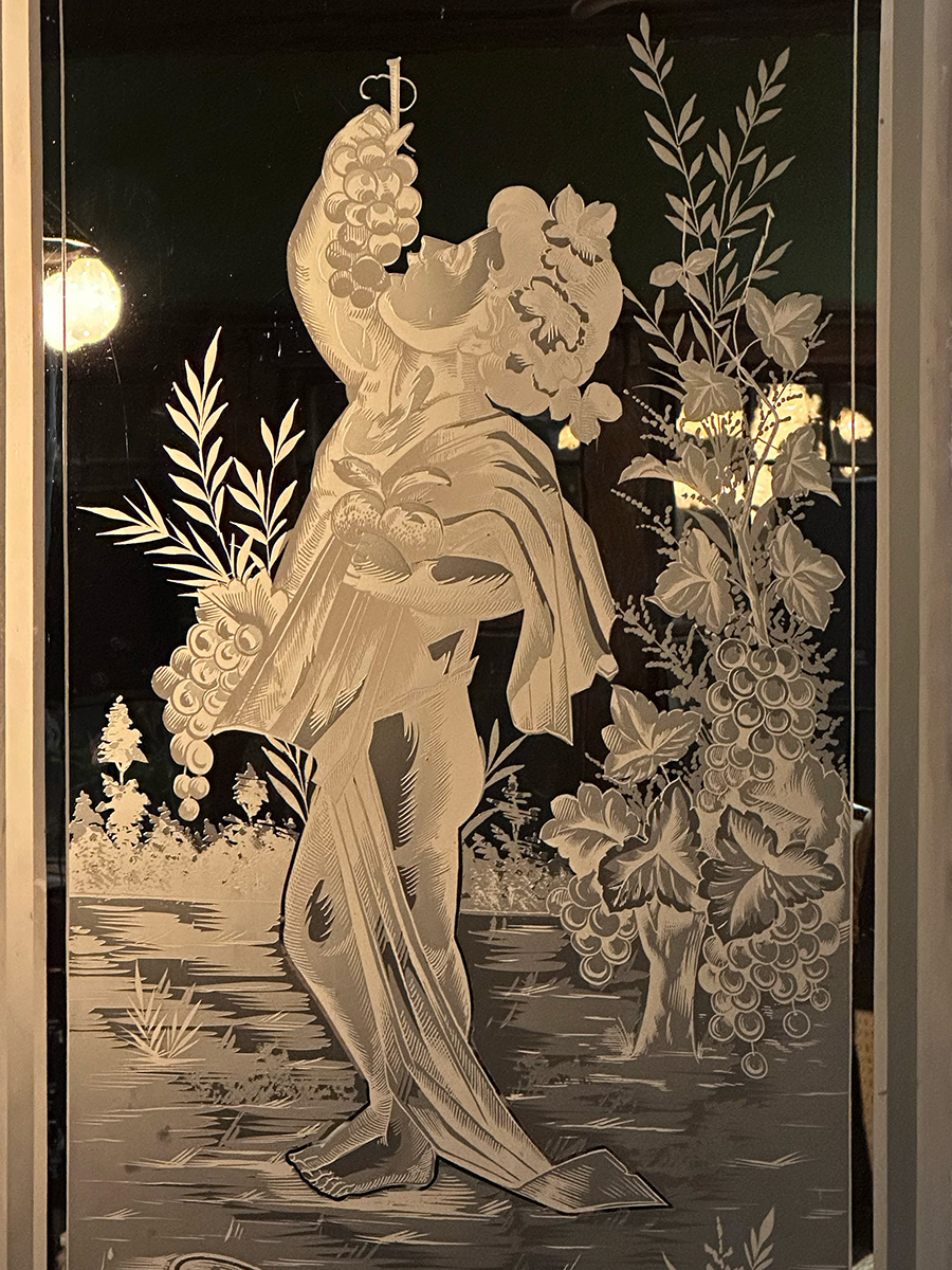 The glass pane doors on the Ostrich Room